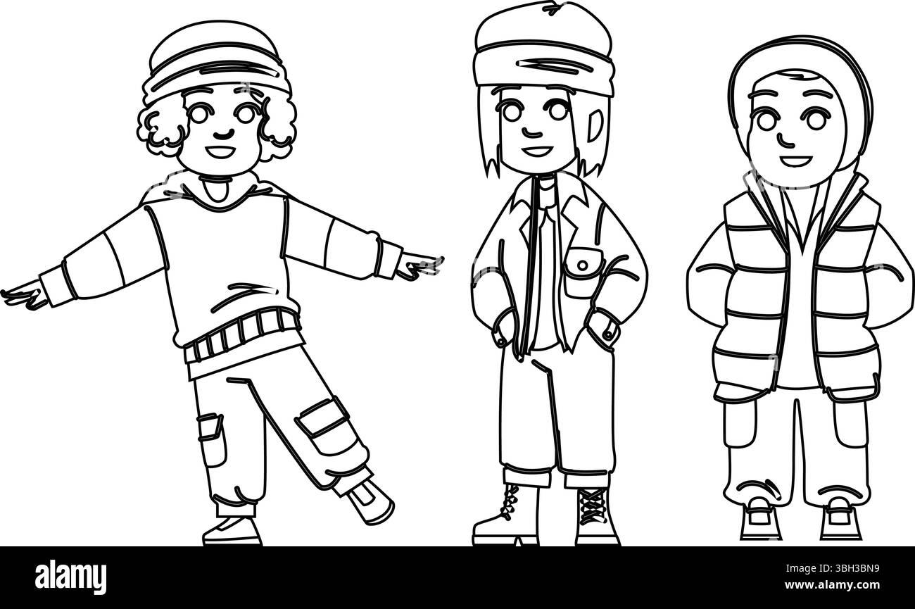 Schal Kid Boy Herbst Mode Vektor Stock Vektor