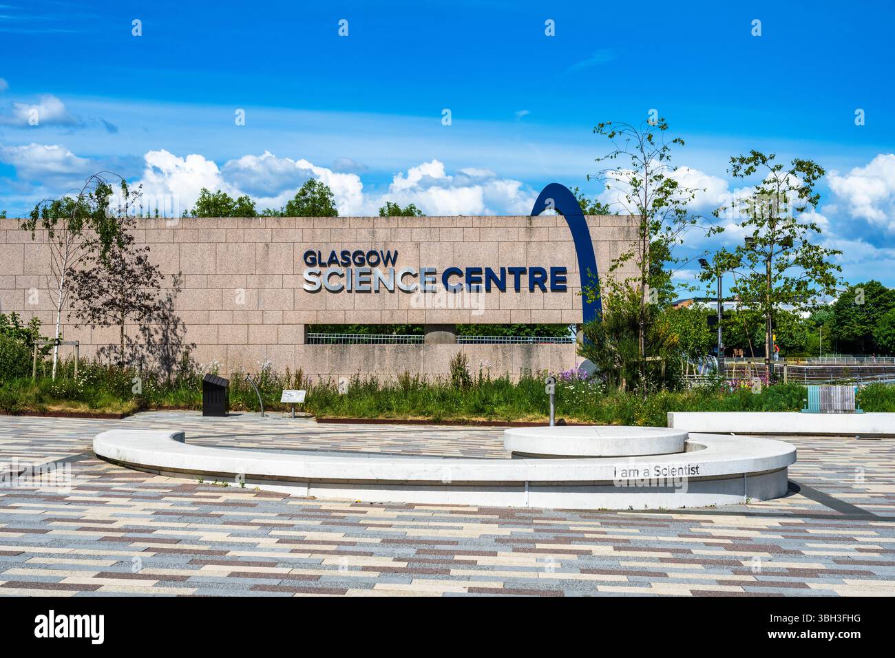 Schild für das Glasgow Science Centre am Pacific Quay in Glasgow, Schottland, Großbritannien Stockfoto