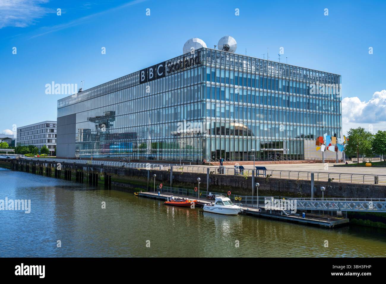 BBC Scotland und BBC ALBA Studios am Pacific Quay in Glasgow, Schottland, Großbritannien Stockfoto