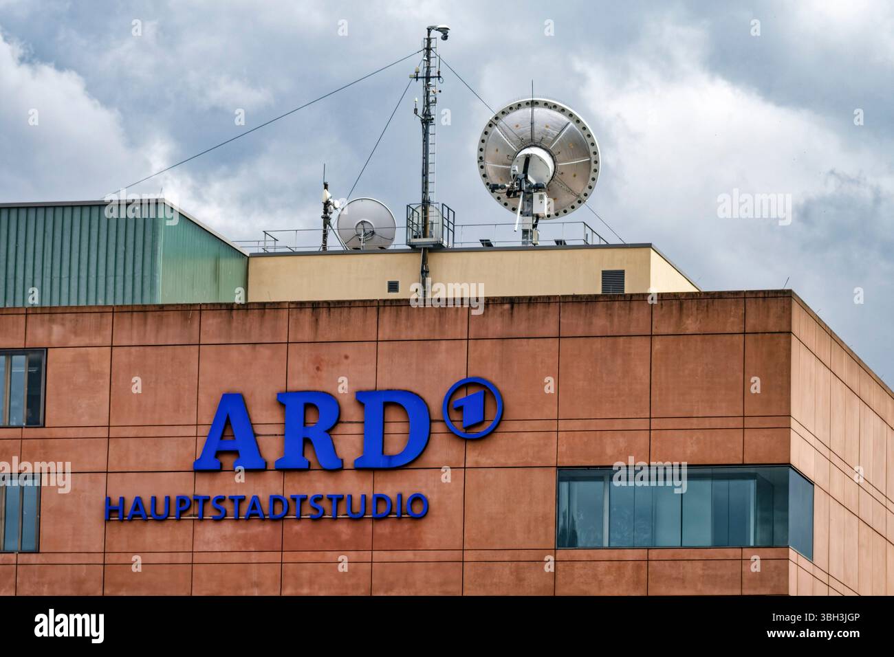 ARD Hauptstadtstudio, Aussenaufnahme, Logo, Berlin-Mitte Stockfoto