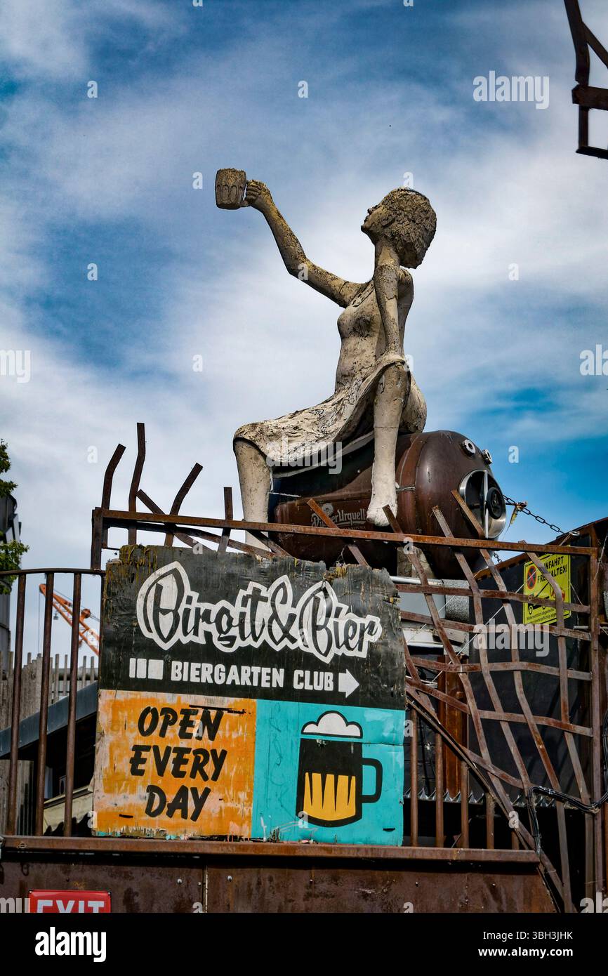 Birgit & Bier, Logo, Biergarten, Club, Schleusenufer, Berlin Stockfoto