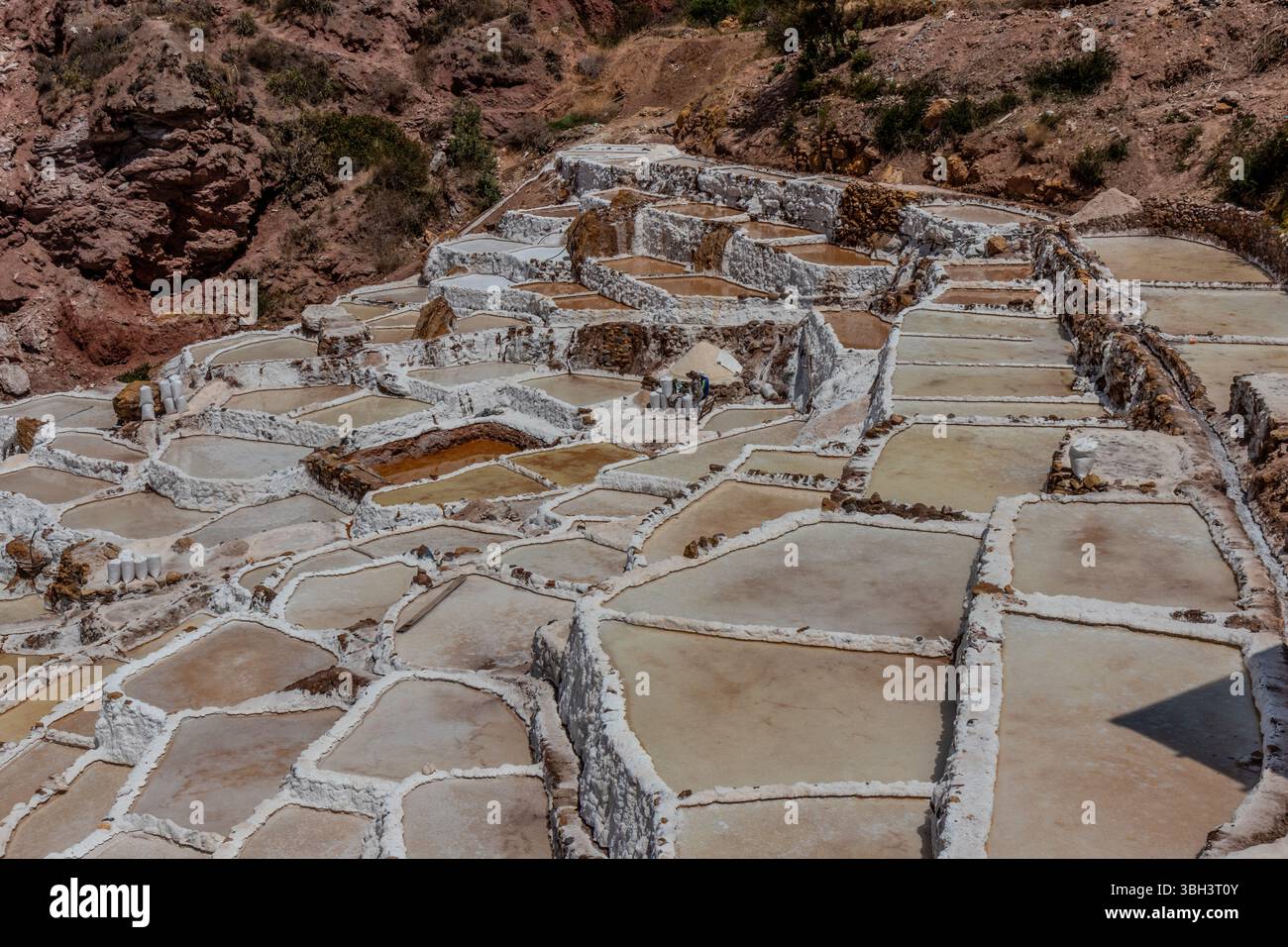 Maras Salzminen im Heiligen Tal der Inkas, Peru Stockfoto