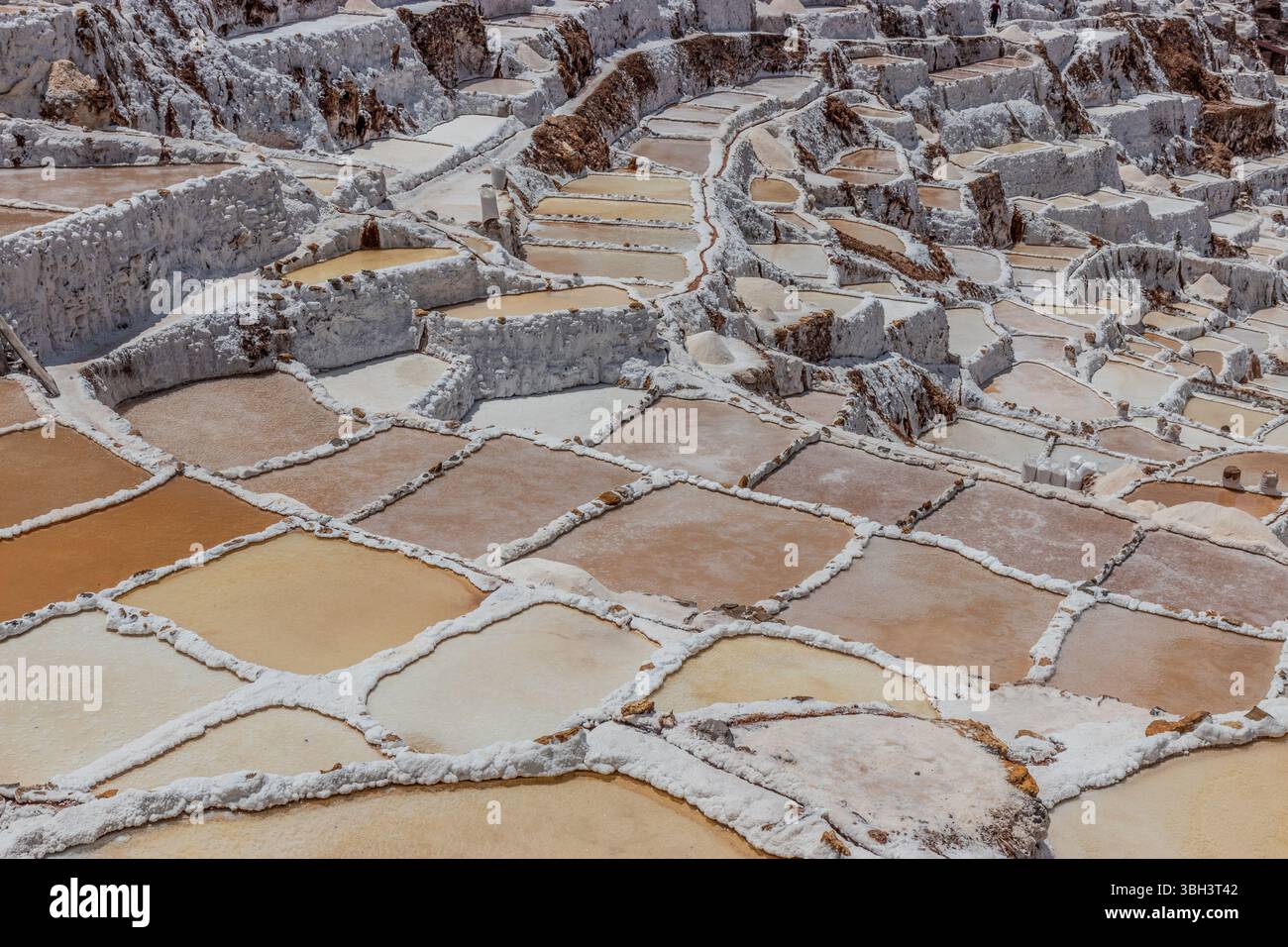 Maras Salzminen im Heiligen Tal der Inkas, Peru Stockfoto