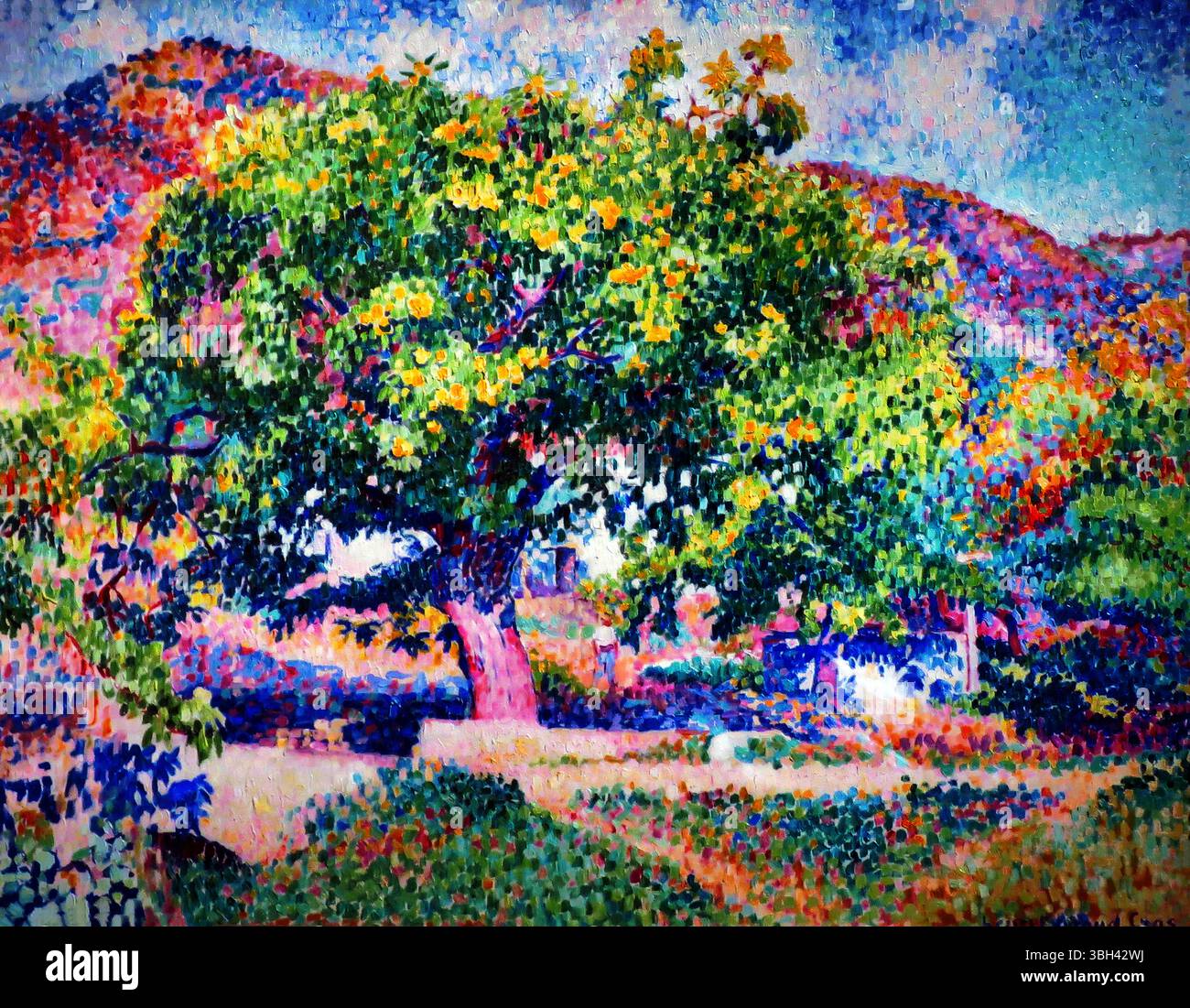 Henri-Edmond Cross Around My House 1906 Pointillistische Landschaftsmalerei Public Domain Puschkin Museum Französischer Post-Impressionismus Stockfoto