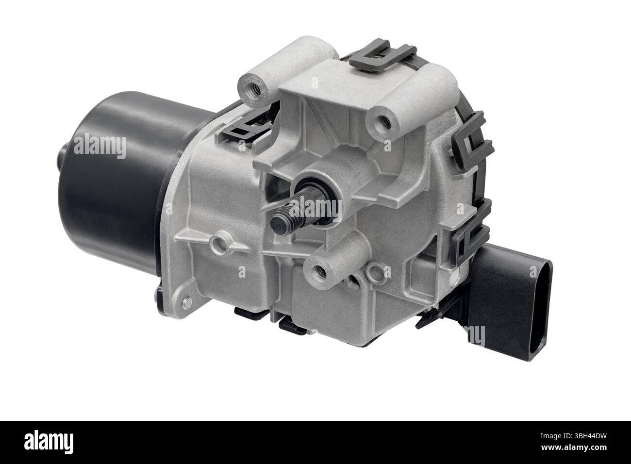 Generischer neuer elektrischer Antrieb für den Fensterheber-Hebemechanismus des Autos, isoliert auf weißem Hintergrund Stockfoto