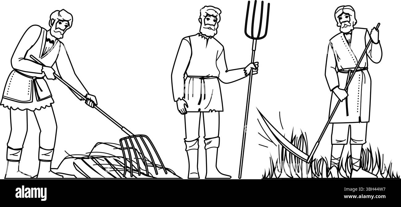 Alte mittelalterliche Bauernvektor Stock Vektor