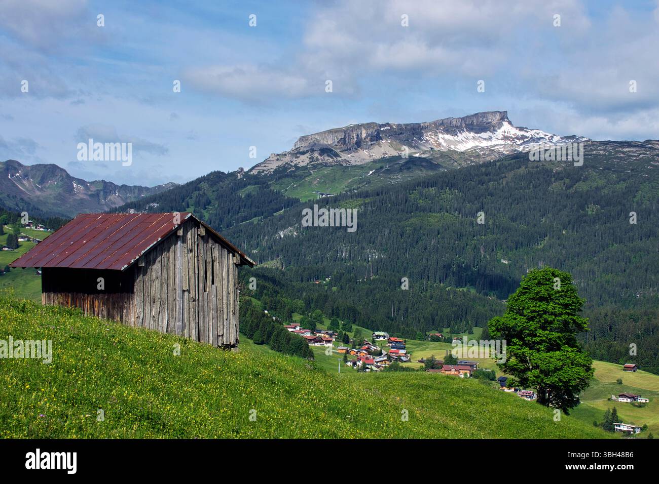 Kleinwalsertal, Allgäuer Alpen, Vorarlberg, Hochtal, Gemeinde Mittelberg, Bezirk Bregenz, Österreich, Riezlern Stockfoto