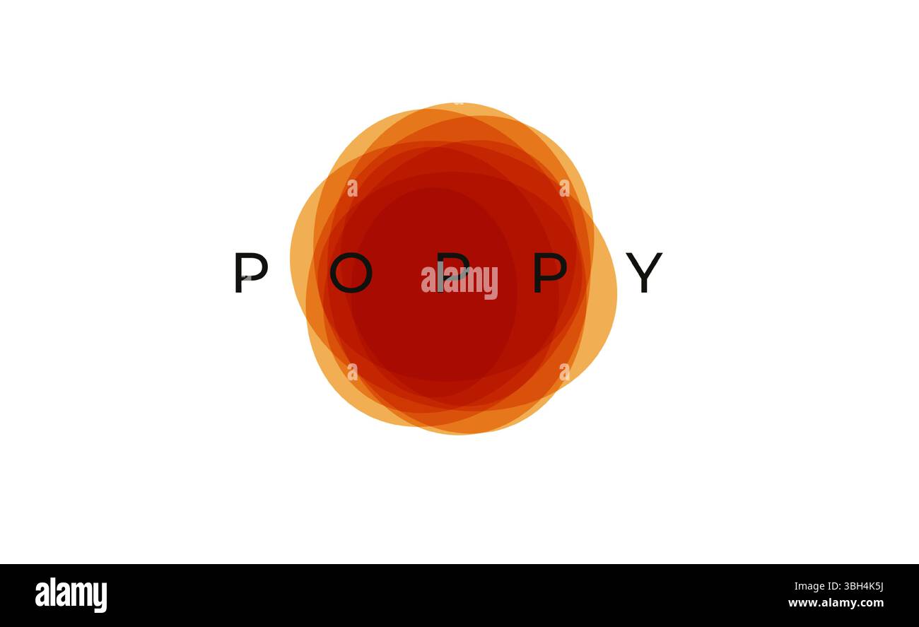 Mohnblumen-Logo, Abstrakte Blume-Logotype Mit Kräftigen Roten Blüten, Minimale Typografie, Sauberes Design Auf Weißem Hintergrund. Perfekt Für Branding Oder Dekoration Stock Vektor