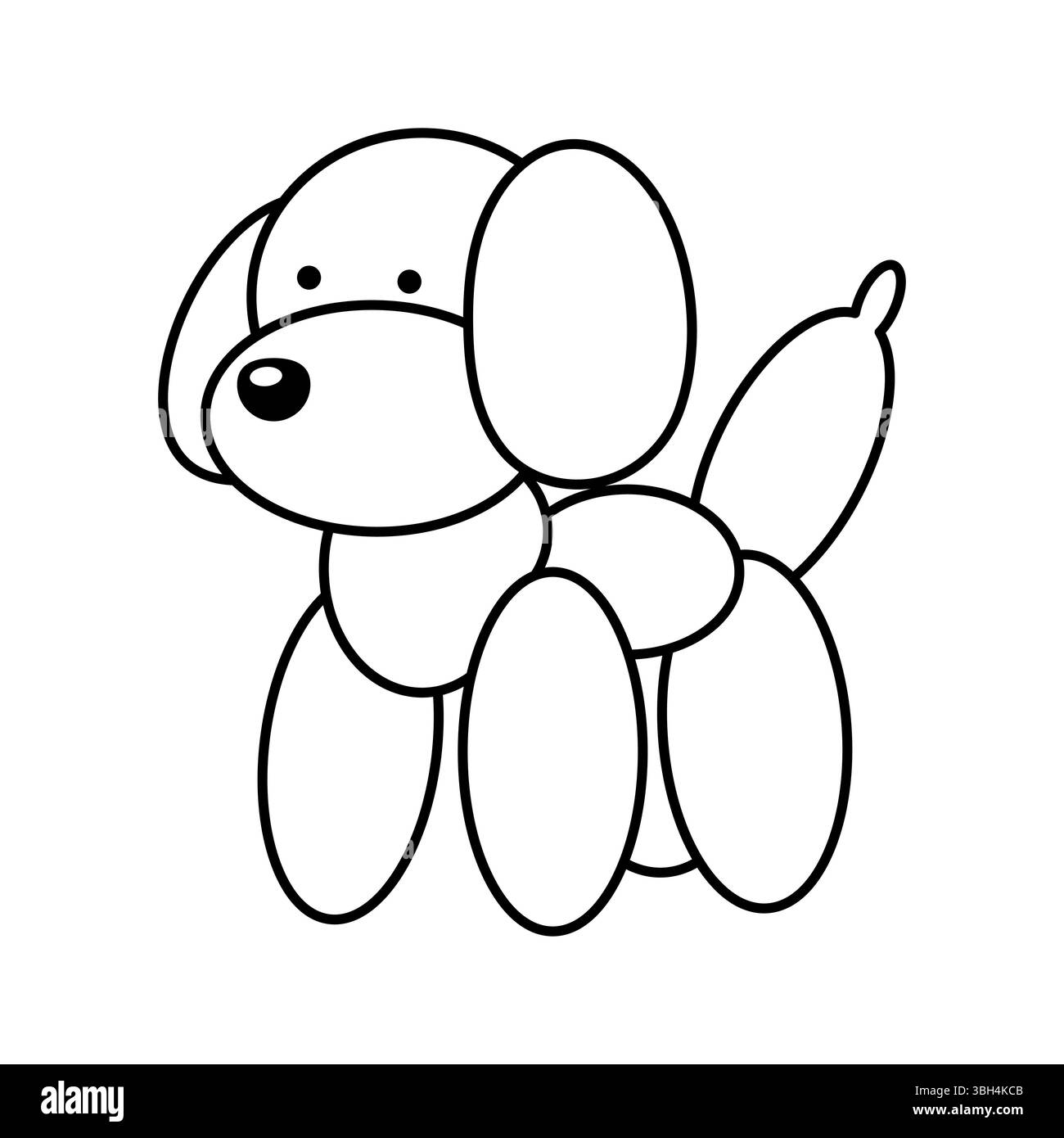 Ballon Tierhund Vektor-Illustration. Dieses Bild zeigt eine schwarz-weiße Umrandung eines Ballontieres in Form eines Hundes. Stock Vektor