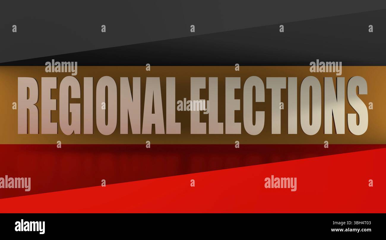 Regionale Wahlen text auf Deutschland Fahne Hintergrund. Bild relativ zu Parlament, Präsident und andere Wahlen in Deutschland Stockfoto Regionale Wahlen text auf Deutschland Fahne Hintergrund. Bild relativ zu Parlament, Präsident und andere Wahlen in Deutschland Stockfoto