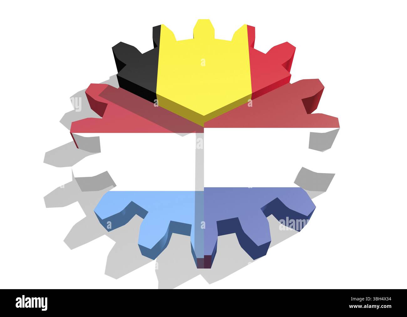 Flaggen von internationalen gewerkschaftsmitgliedern auf Fanggeräten Stockfoto