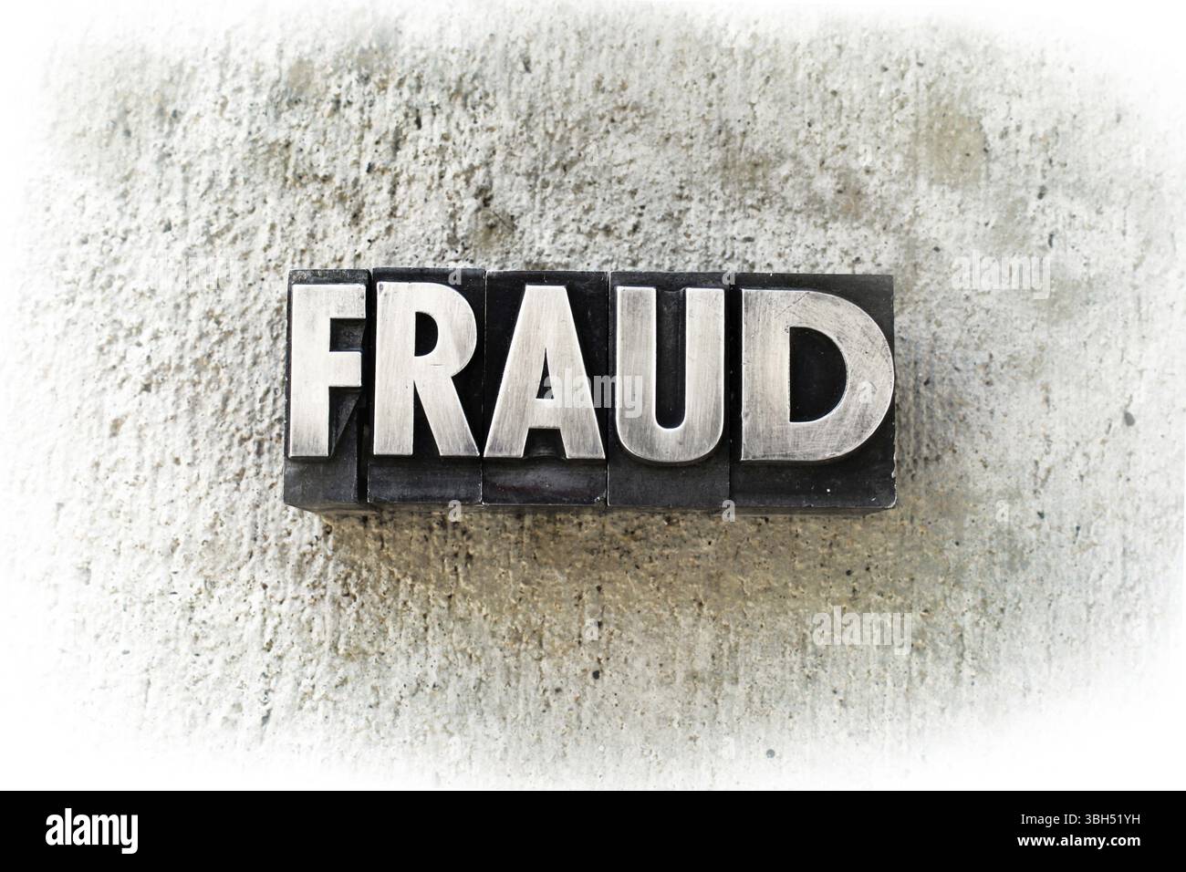 Das Wort BETRUG, geschrieben in alten alten alten Buchdrucksorten Stockfoto