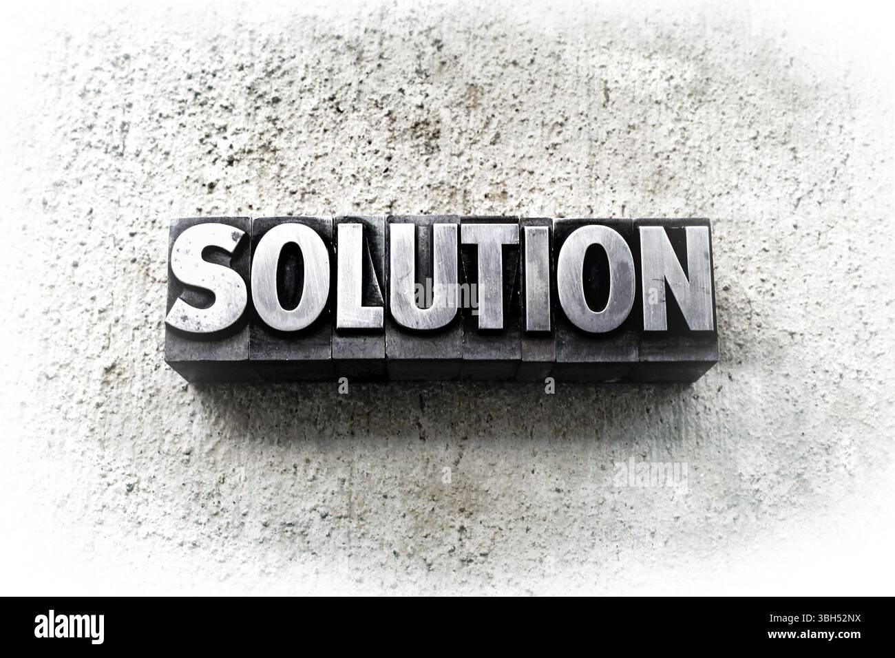 Die WORTLÖSUNG, geschrieben in alter alter alter Buchdruckart Stockfoto