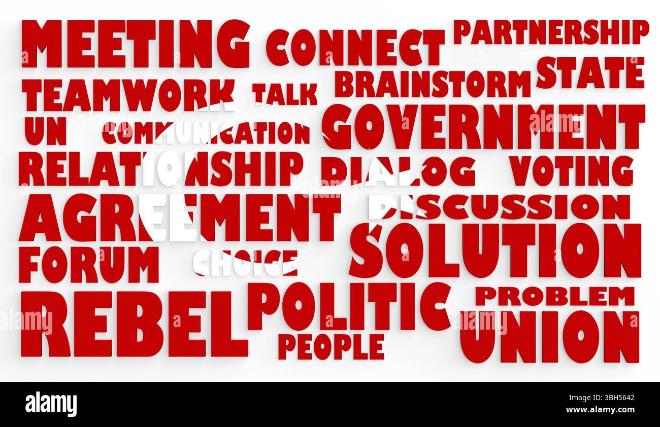 Bild zur politischen Situation in der Türkei. Nationalflagge mit Reliefworten. 3D-Rendering Stockfoto