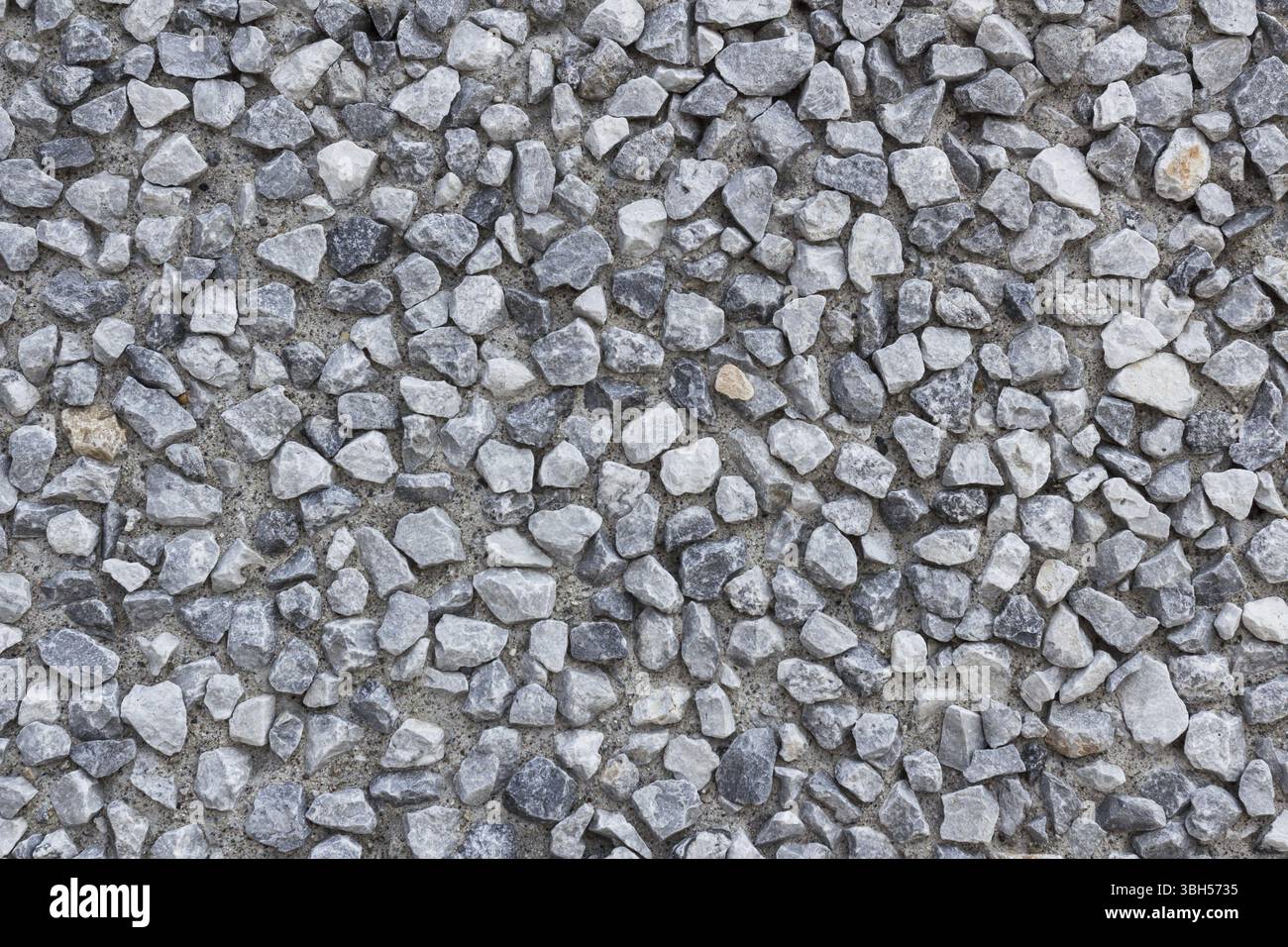 Harte Oberfläche von kleinem Kieselbeton. Textur mit vielen kleinen Steinen für Ihren Hintergrund Stockfoto