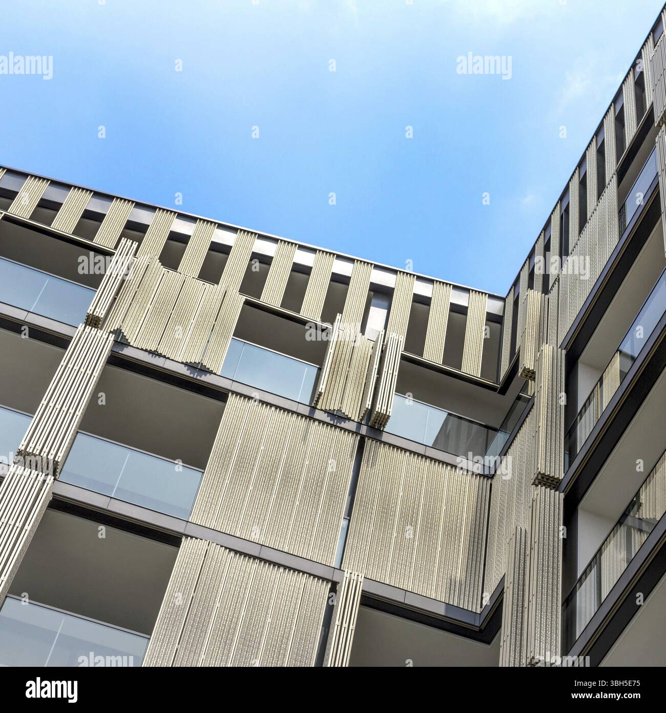 Architektonischen Hintergrund aus einer modernen Apartments mit Holzfassade Stockfoto