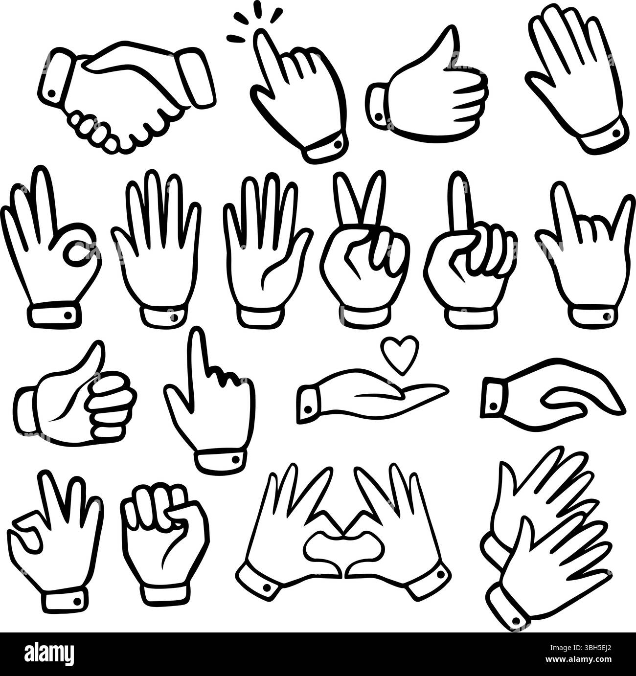 Vektorsymbole abstrakt gekrümmter dünner Pfeile. Handgezeichnete runde und geschwungene Grunge-Zeiger. Isolierte Tinte, fein gezeichnete Linien, Elemente für die Konstruktion. Stock Vektor