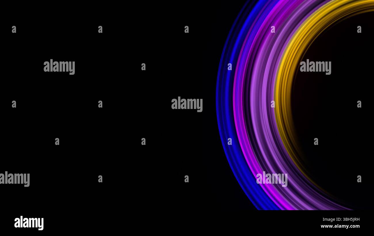 Lebendige abstrakte Bewegung mit leuchtenden Kreisen. Von SCI-fi inspirierte digitale Lichtkomposition Stockfoto