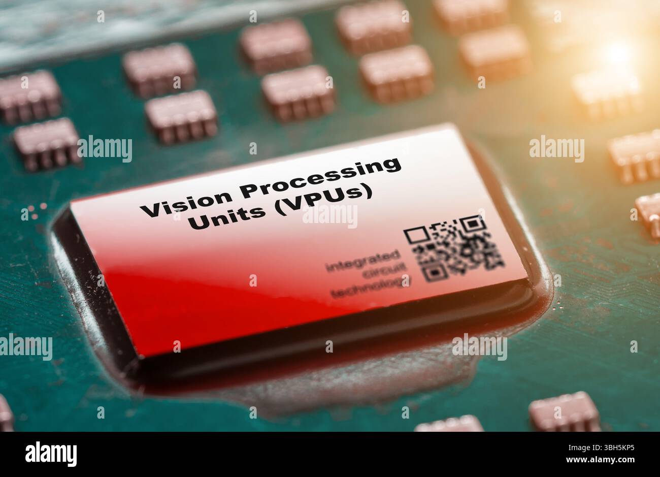 Bildverarbeitungseinheiten (VPUs). Spezielle Chips, die für Bildverarbeitung und Bildverarbeitung optimiert sind. Stockfoto