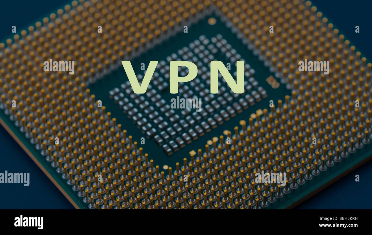 Virtual Private Network (VPN) verwendet Verschlüsselung, um sichere, private Verbindungen über öffentliche Netzwerke zu erstellen. Stockfoto