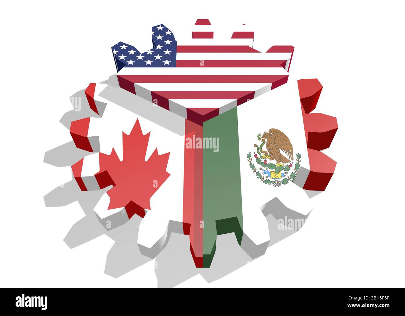 Flaggen der Mitglieder des Nordamerikanischen Freihandelsabkommens Stockfoto