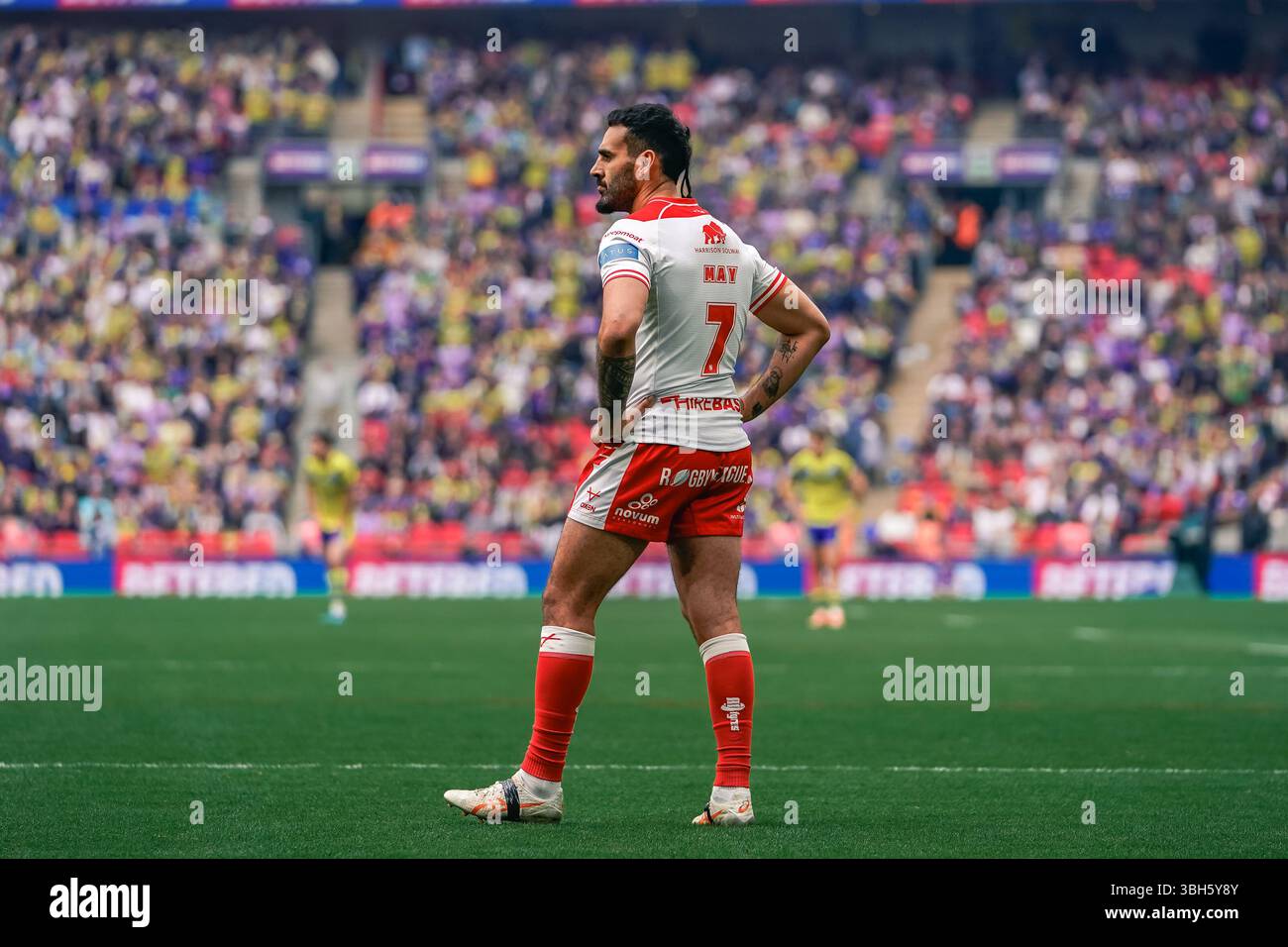 LONDON, ENGLAND - 7. JUNI: Tyrone May von den Hull Kingston Rovers während des Betfred Challenge Cup-Spiels zwischen Warrington Wolves und Hull KR im Wembley Stadium am 7. Juni 2025 in London England. (Foto: James Giblin) Stockfoto