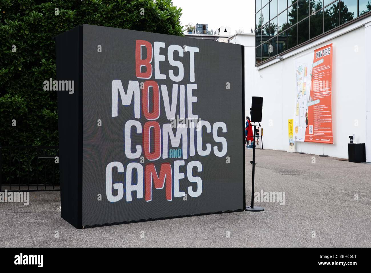 Mailand, die beste Comics- und Spiele-Veranstaltung für Popkultur im Superstudio Più. Auf dem Foto: Ein Blick auf die Messe Stockfoto