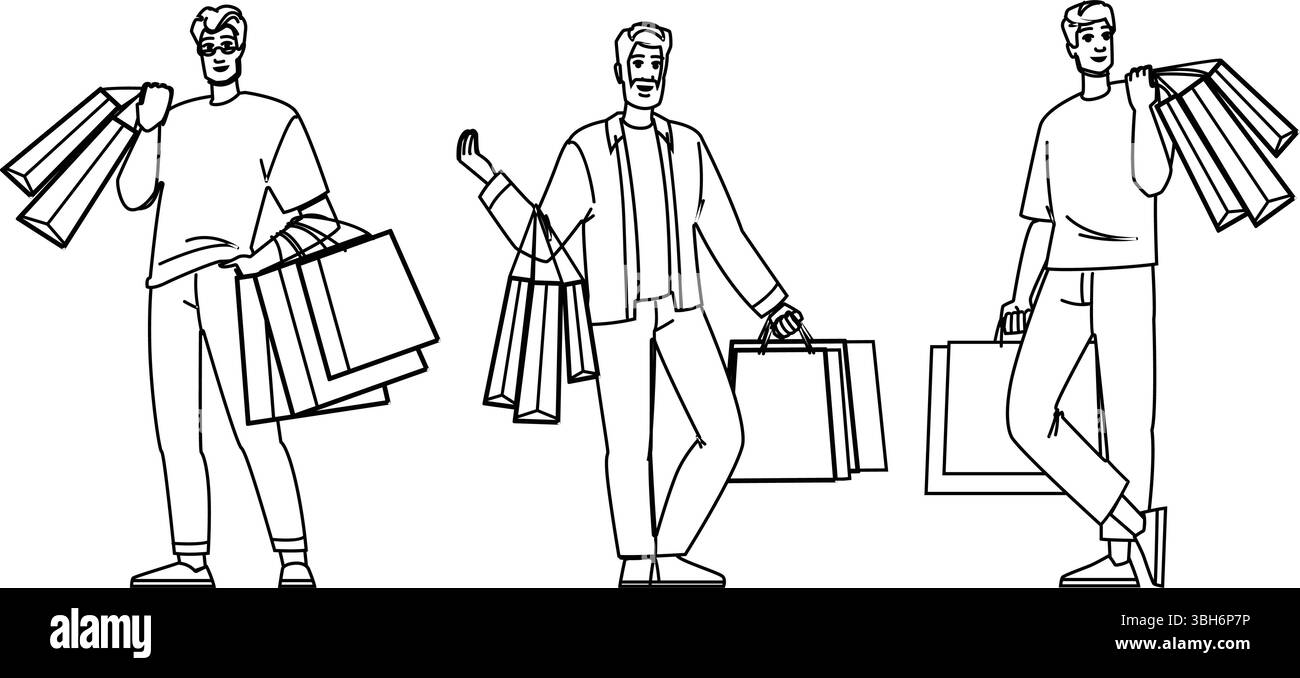 Aktenkoffer Einkaufstaschen Mann Vektor Stock Vektor