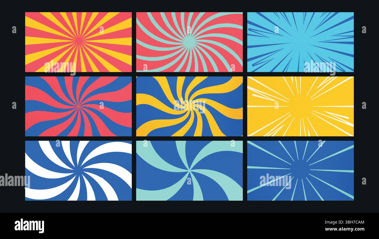 Optische Illusion Style Lines Hintergrund Eingestellt Stock Vektor