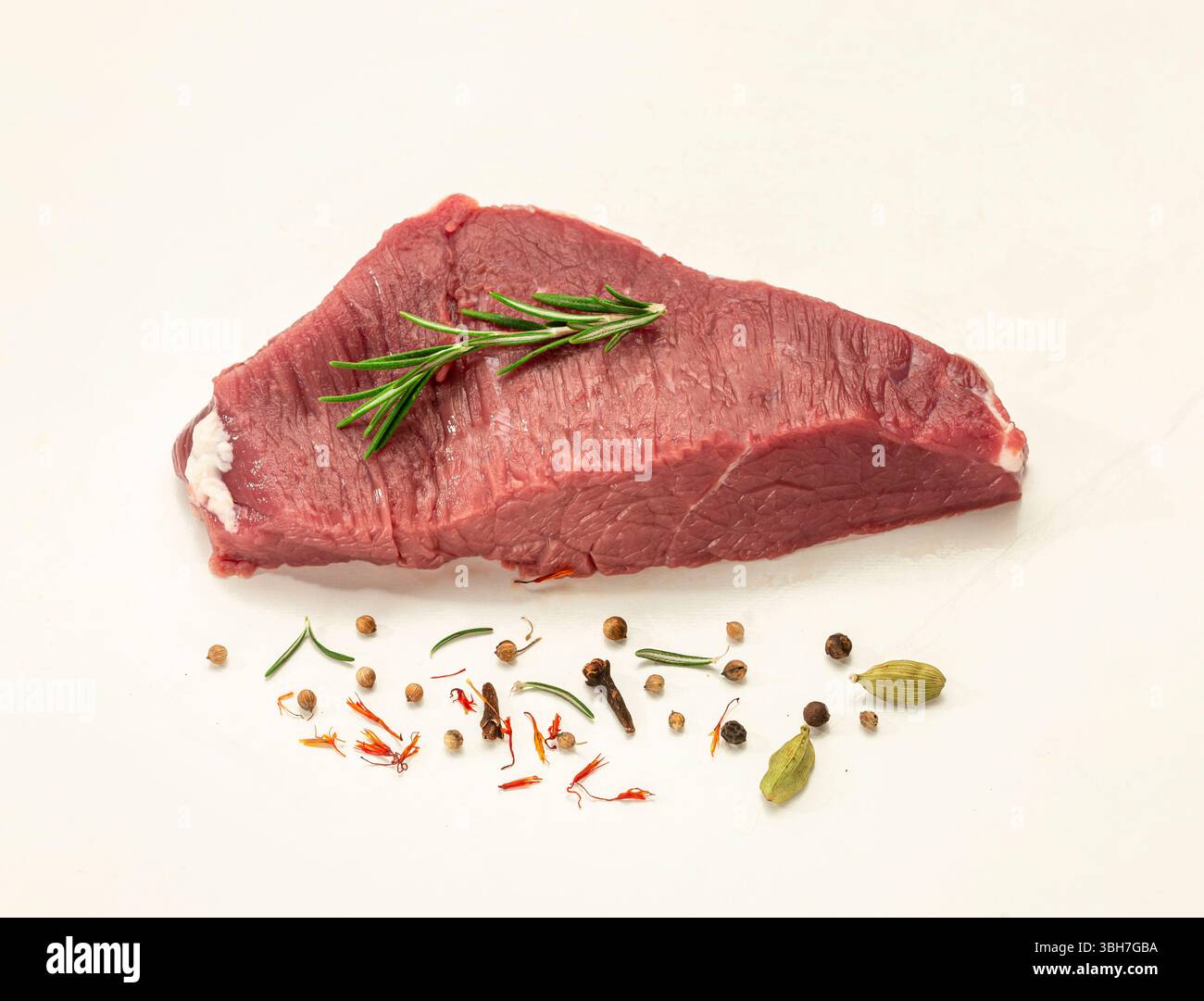 Fette frische, rohe Fleischstücke. Stockfoto