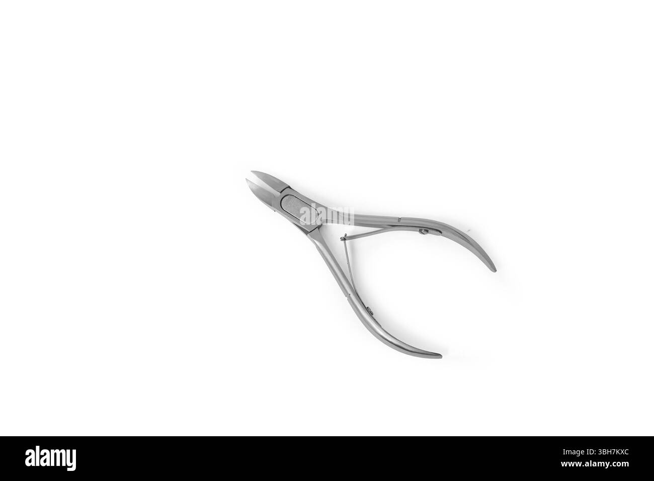 Nagelhautzange aus Edelstahl mit Präzisionsklinge und ergonomischem Griff, ideal für Nagelsalons, Maniküresets und Werbeaktionen für Schönheitswerkzeuge. Perfec Stockfoto