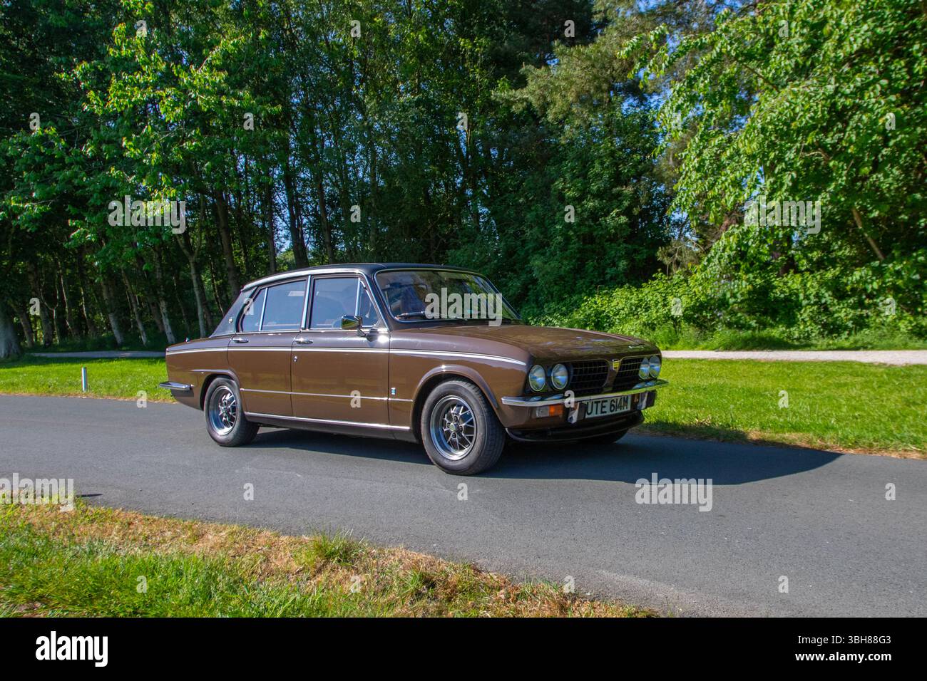 1973 70er Jahre, Brown Triumph Dolomite Petrol 1998 ccm; klassische britische Sammlerautos in Lytham, Blackpool, Großbritannien. Mai 2025 Stockfoto