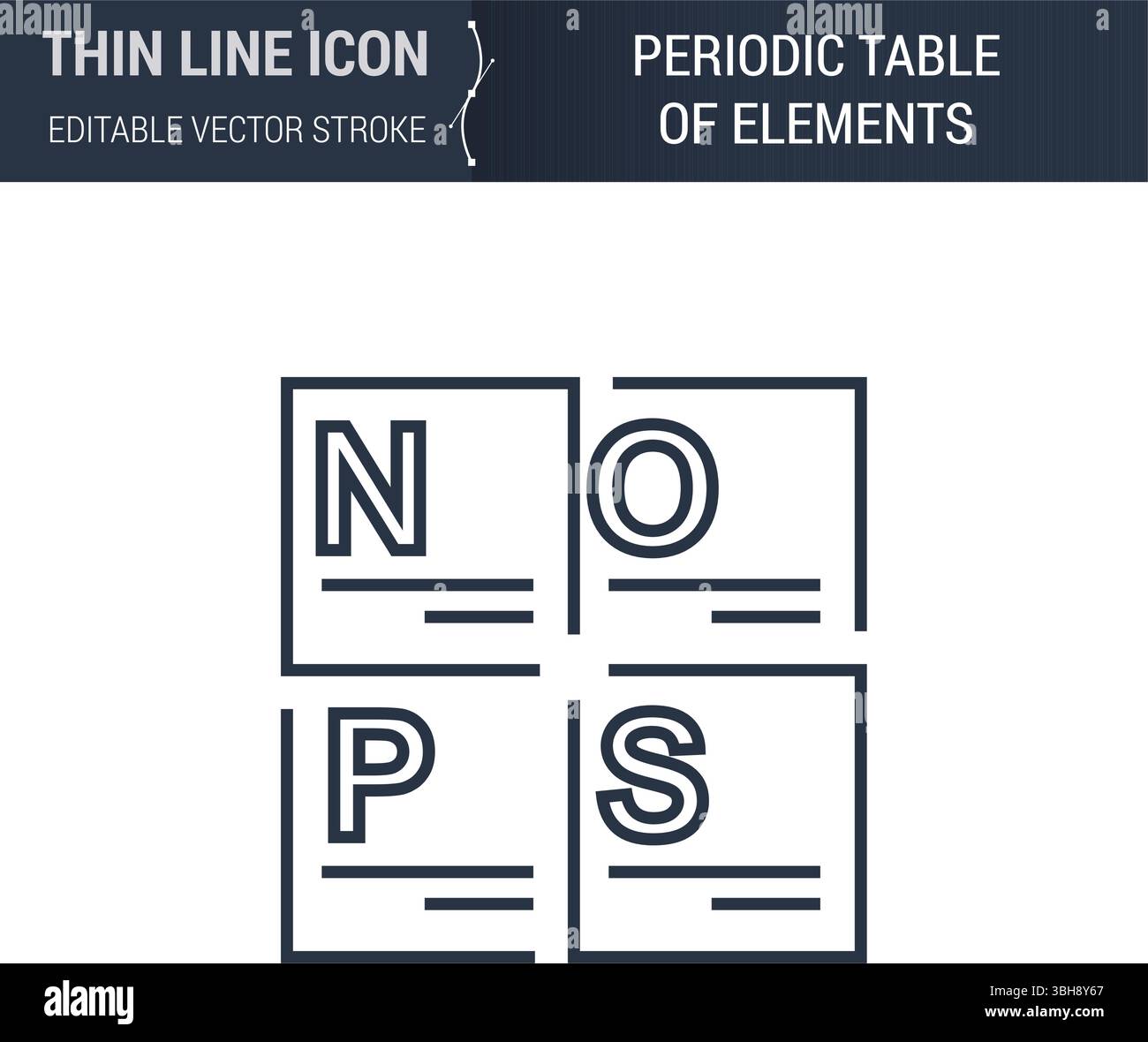 Symbol für Periodensystem der Elemente. Dünne Linie Symbol für Biochemie und Genetik. Konturpiktogramm für Web Design. Hochwertiger Konturvektor S Stock Vektor