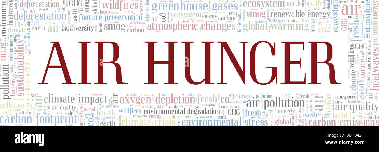 Air Hunger Wortwolke konzeptuelles Design isoliert auf weißem Hintergrund. Stock Vektor