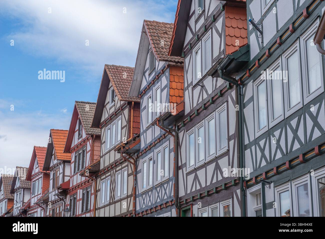Altstadt von Allendorf mit endlosen Fachwerkhäusern, Bad Sooden-Allendorf, Werra-Meissner-Kreis, Hessen, Deutschland, Europa Stockfoto