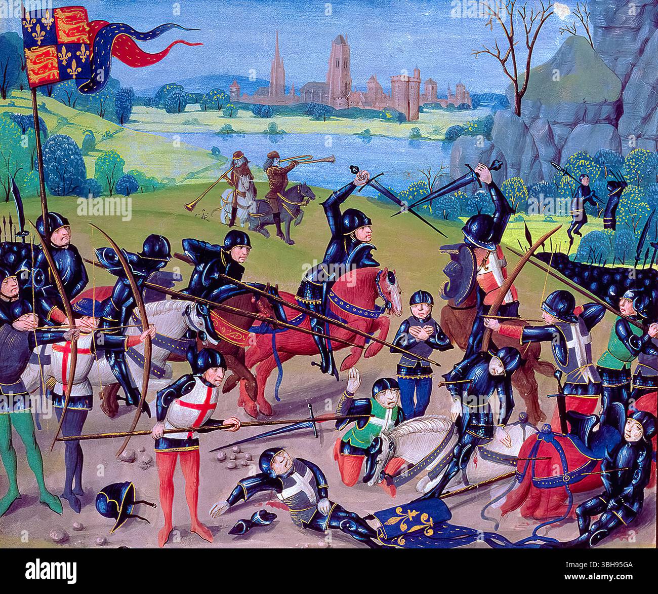 Schlacht von Agincourt St. Alban's Chronicle von Thomas Walsingham Stockfoto
