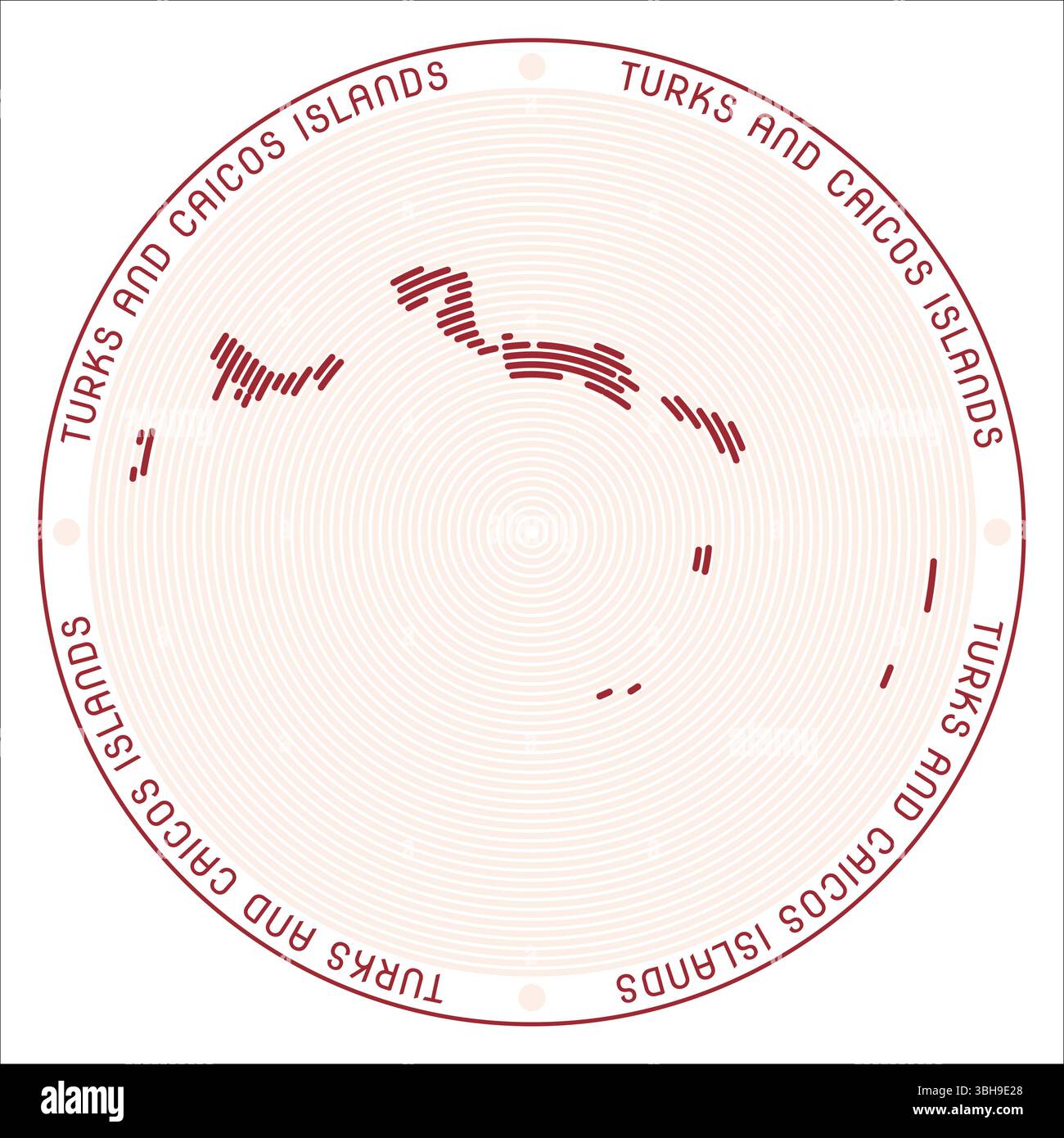Rundes Logo der Turks- und Caicosinseln. Ländliche Form von Ringen. Turks- und Caicosinseln schreiben im ganzen Land. Vektorabbildung. Stock Vektor