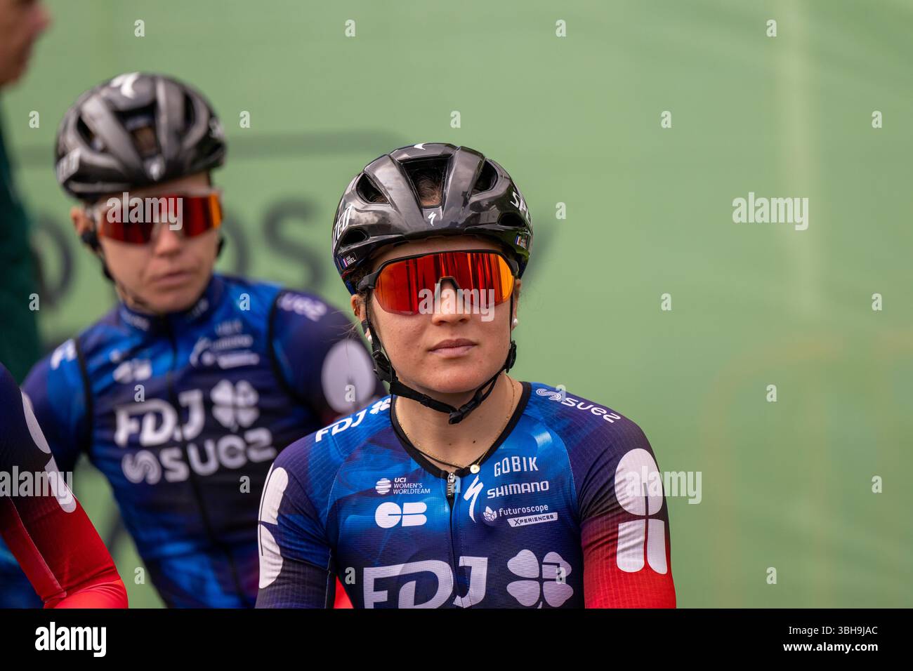 Glasgow, Schottland, Großbritannien. 8. Juni 2025, Glasgow, Schottland – UCI WWT – 2025 Lloyds Tour of Britain Women – Stage 4 – Glasgow nach Glasgow (82 km) – Jade Wiel (FRA) von FDJ-SUEZ – Image Credit: Josh Wheeler / Alamy Live News Stockfoto