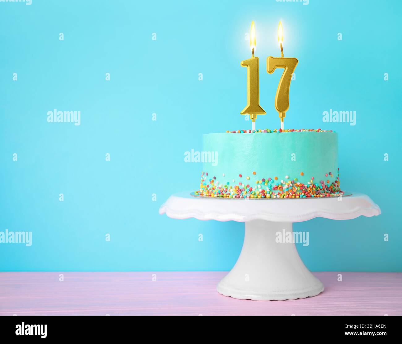 TSVATE Geburtstagskarte Zum 17. Geburtstag – Blau-silbernes Glitzerdesign, Mit Umschlag, 20,6 X 14,5 Cm