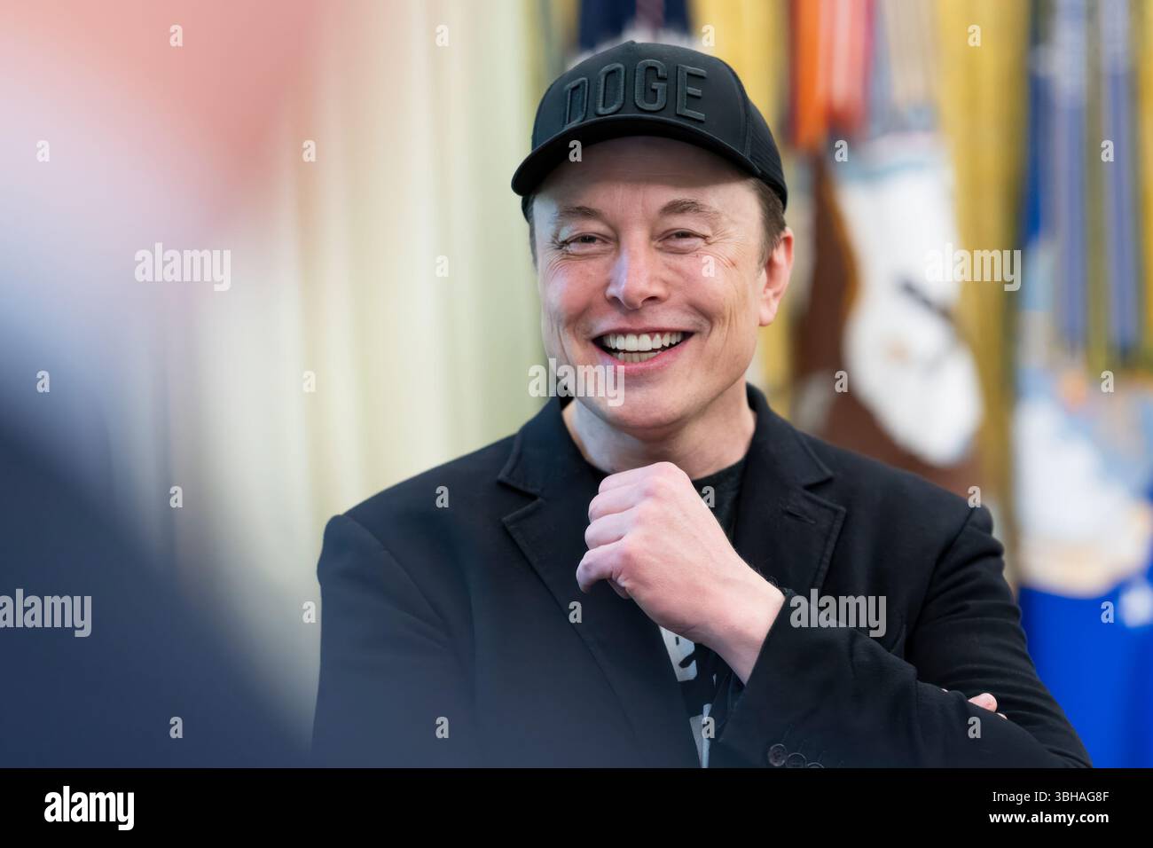 Der DOGENBERATER Elon Musk wurde am 30. Mai 2025 im Oval Office des Weißen Hauses abgesetzt. (USA) Stockfoto