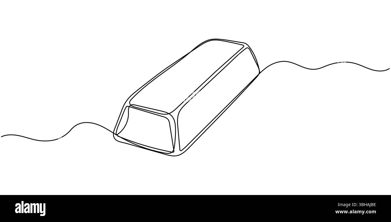 Goldener Balken oder Goldbarren durchgehende einzeilige Zeichnung Vektorillustration. Einsparung oder Lagerung von Finanzen, Geld, Kapital, Gold. Stock Vektor