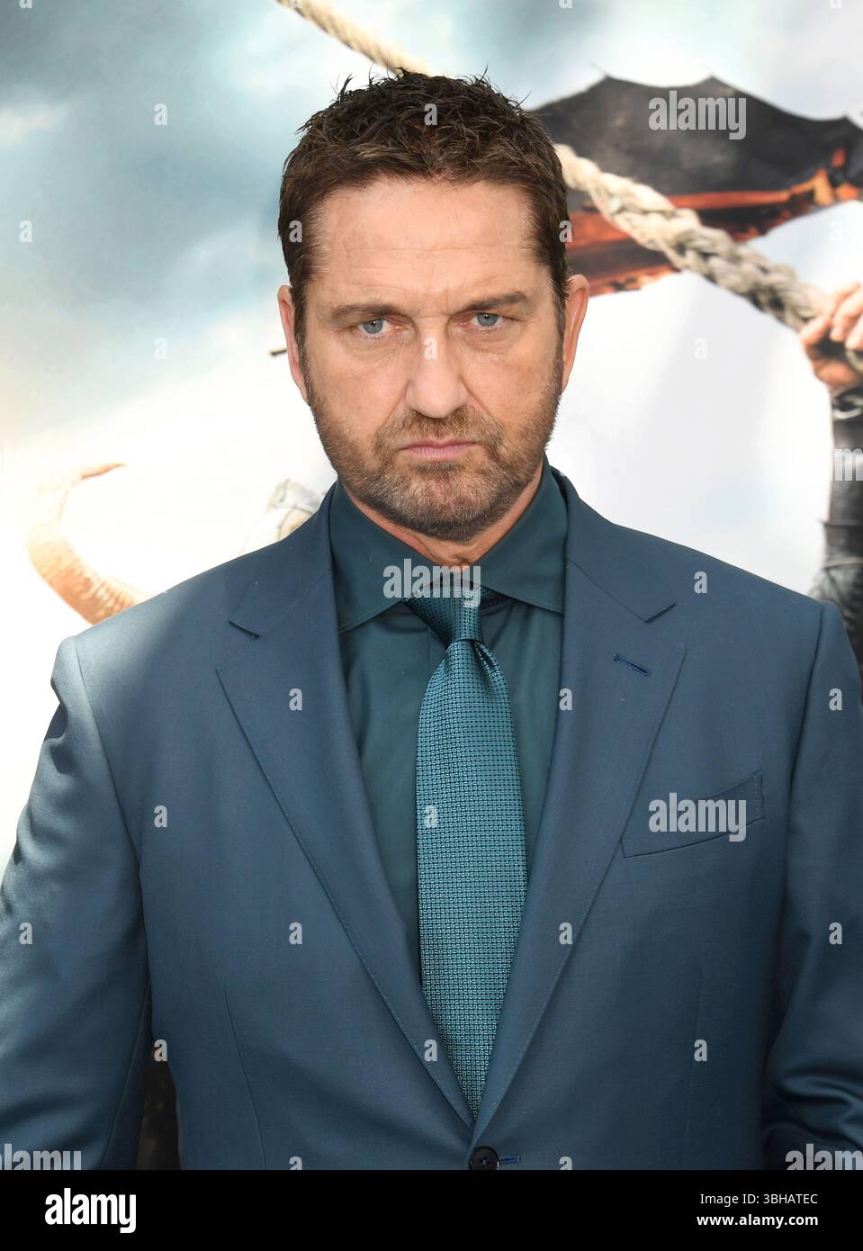 LOS ANGELES, KALIFORNIEN – JUNI 07: Gerard Butler besucht Universal Pictures präsentiert die Premiere von DreamWorks „How to Train Your Dragon“ in Los Angeles Stockfoto