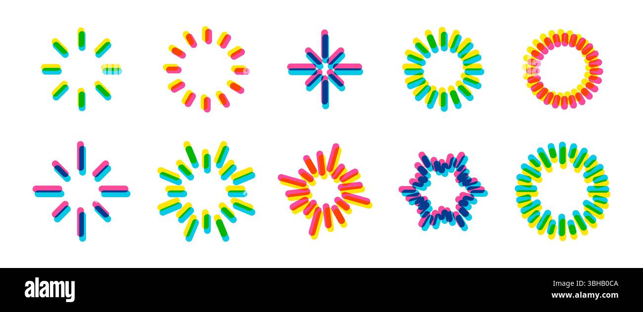 Starburst-Ikone im trendigen Strukturstil mit Riso-Grafik Stock Vektor