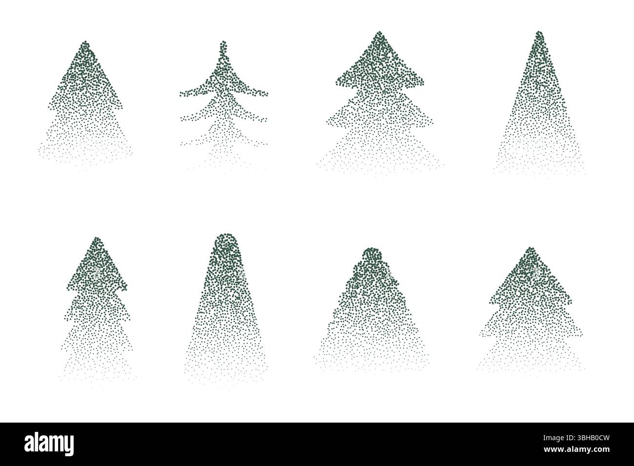 Schöner Tannenbaum aus Punkten. Stipple Halbtonvektor-Illustration von Weihnachtsbäumen. Design Elements Kollektion für das neue Jahr Stock Vektor