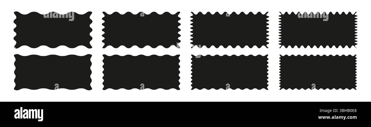 Gezackter Aufkleber oder Stempelsatz mit welligen Kanten Stock Vektor