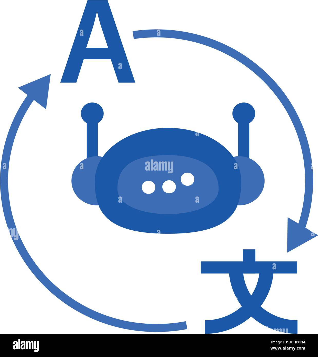 AI Translator Robot Assistant Blaue Technologie Vektor-Illustration Stock Vektor