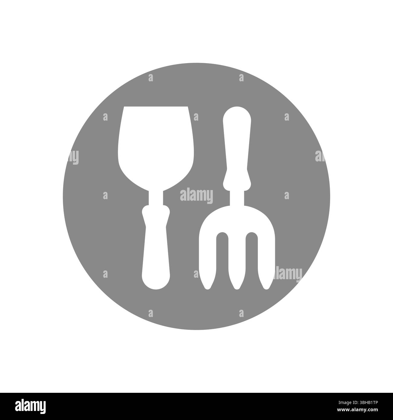 Schaufel- und Heugabelvektorsatz. Symbole für Gartenbau, Pflanz- und Landwirtschaftsgeräte. Stock Vektor