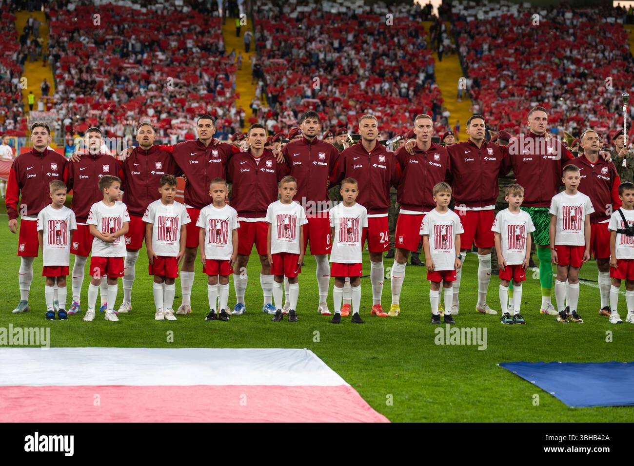 CHORZOW, POLEN - 6. JUNI 2025: Freundschaftsspiel Polen - Moldawien 2:0. Team aus Polen. Stockfoto