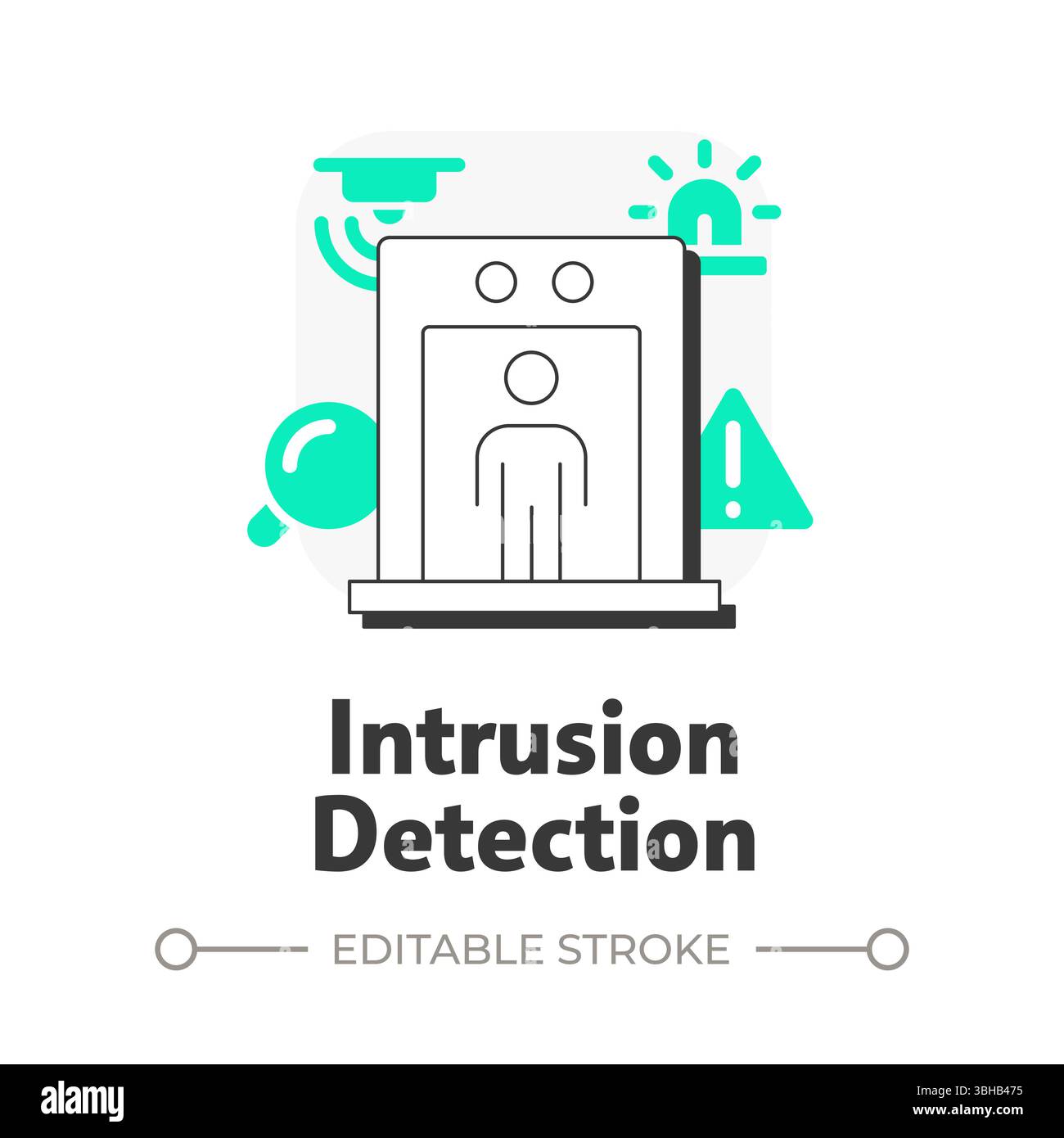 Symbol für das Konzept der Intrusion Detection Flat Outline Stock Vektor