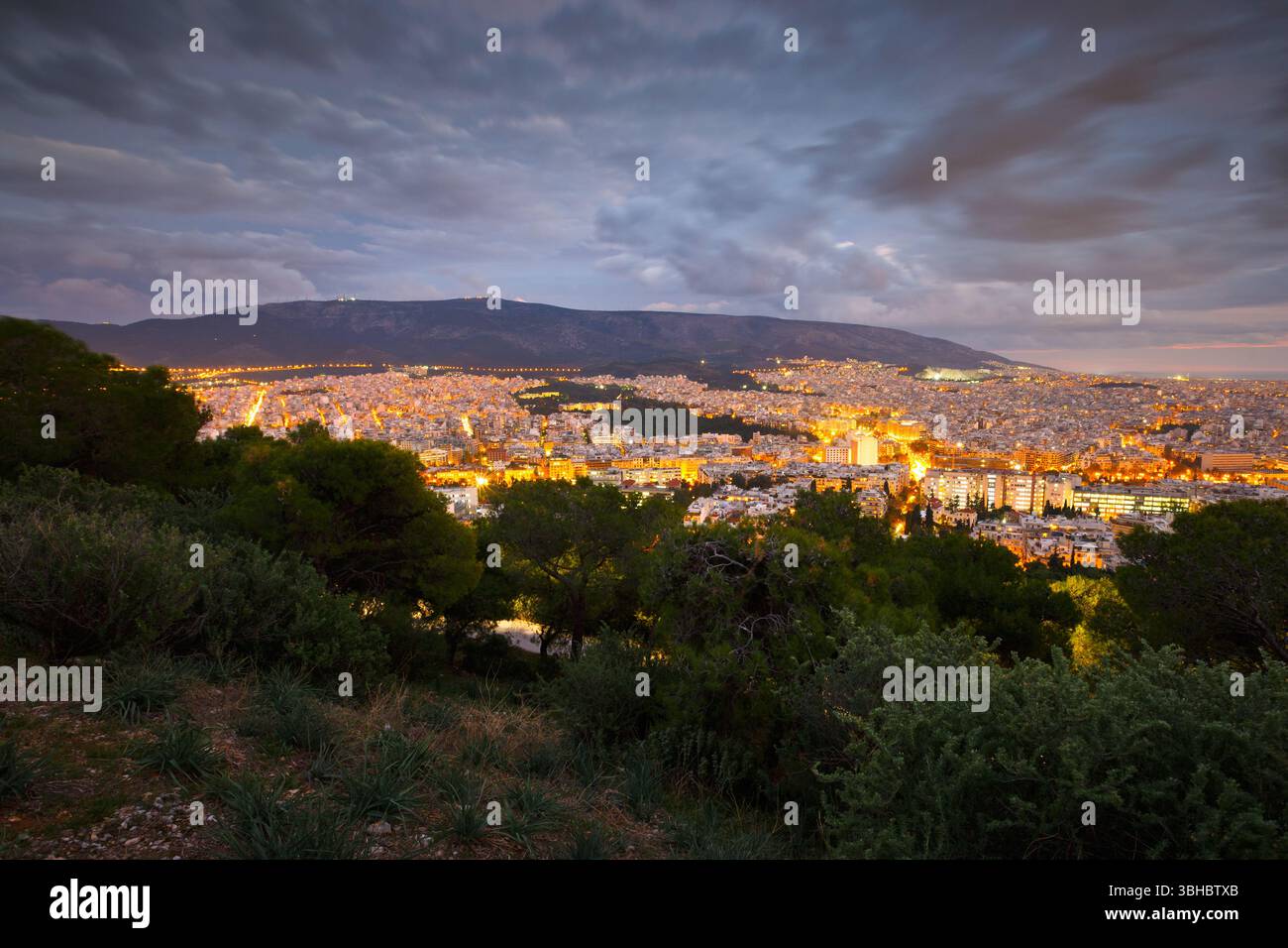 Blick vom Lycabettus-Hügel in Athen, Griechenland. Stockfoto